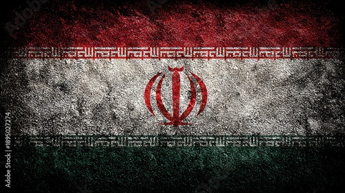 Flag of Iran - Detailed Textile Texture, Vibrant Colors, National Symbolism, Middle East Country Representation, Patriotic Design.