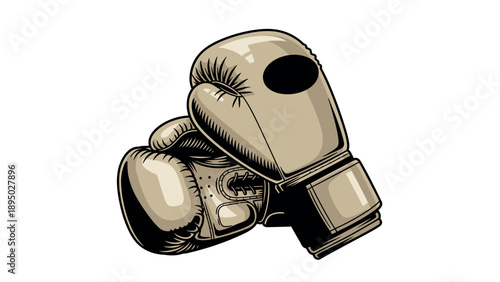 Vintage boxing gloves artwork: retro style with bold shadows in cartoon design