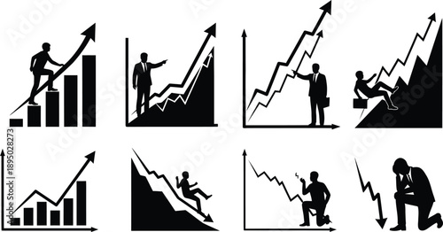 Silhouette vector graphics of business growth and financial success