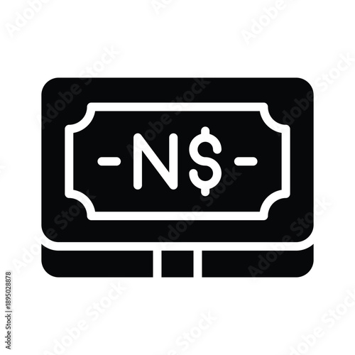 Easy to edit glyph icon showing namibian dollar currency