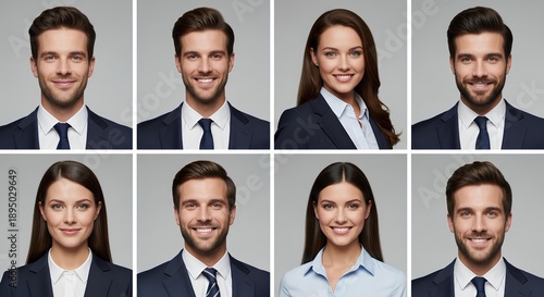 Set of professional user profile photos, ideal for corporate website team pages or ID cards.