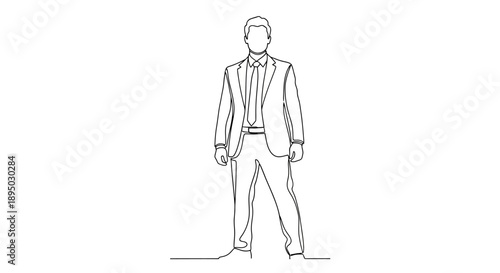 Wallpaper Mural Man in a suit drawn with a single continuous line. Torontodigital.ca