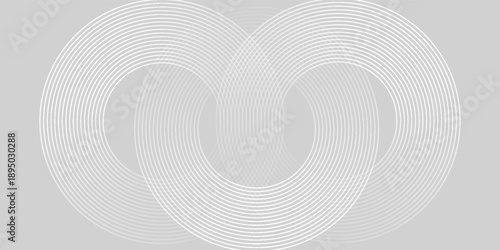Abstract white glowing geometric lines on gray background. Modern shiny blue circle lines pattern. Futuristic technology concept. Suit for cover, poster, banner, brochure, header, eps10