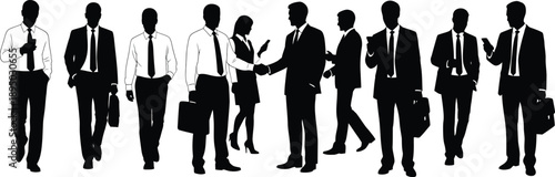 Silhouette vector illustration of business people in suits and formal wear