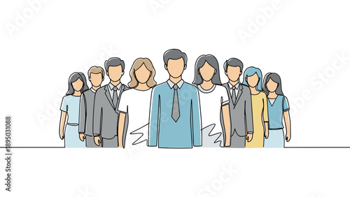 Diverse team of business professionals in minimalist design