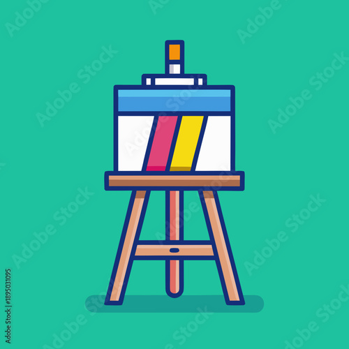 Art Easel with Colorful Stripes on Canvas