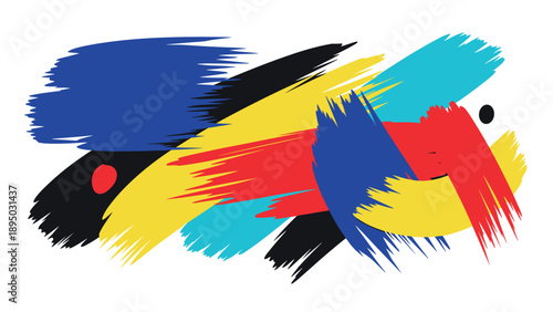 Colorful abstract paint strokes on white background