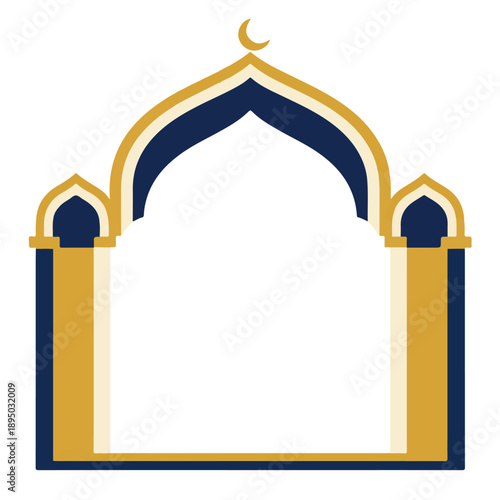 Luxury Islamic Mosque Arch Frame with Gold Crescent Moon Element
