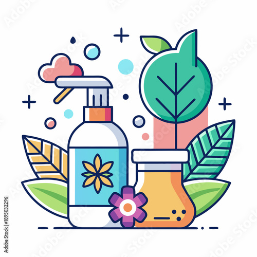 Natural Cleaning Products with Botanical Elements