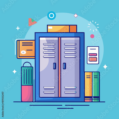 School lockers with books and supplies