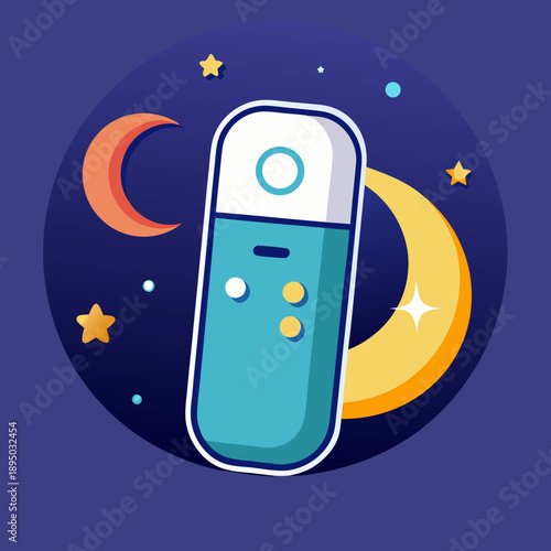 Sleep Tracker Device Under Night Sky With Moon And Stars