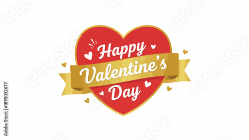 Valentine's Day celebration with heart-shaped decoration and ribbon banner, symbolizing love and affection on a festive day