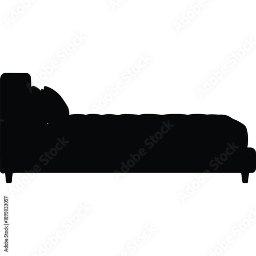 Silhouette of a Person Sleeping Peacefully on a Bed, Minimalistic Black Outline, Restful Scene