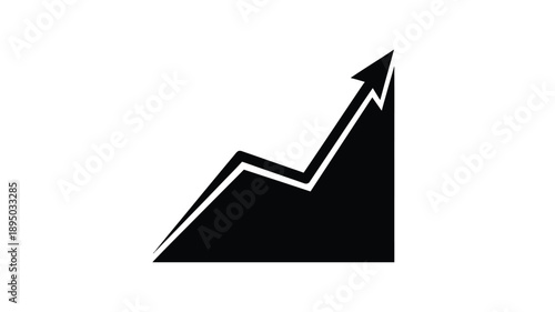 an upward trending arrow graph icon design visually representing growth silhouette