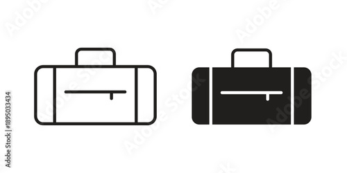 Barrel handbag icon set. Black icon on white background