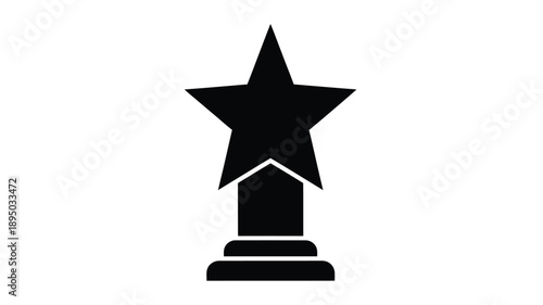 a black star trophy on a pedestal simple design elegant silhouette