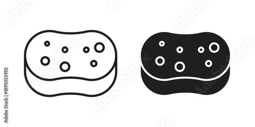 Bath sponge icon set. Black icon on white background