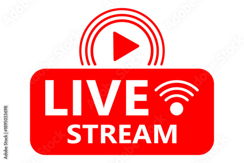 Vector image of a live streaming icon. Button and symbol for live and online streaming. Live streaming logo. Element for your design.