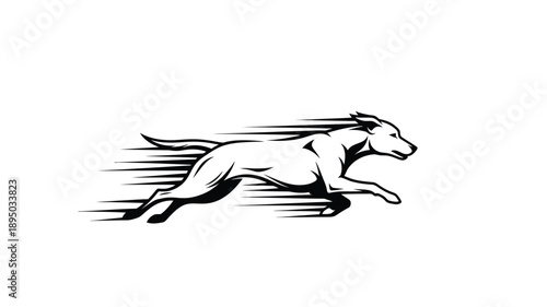 a black and white running bull illustration motion lines dynamic silhouette