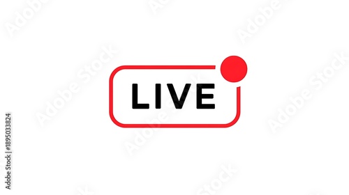 Minimalist Red and Black Live Stream Icon Badge for Video Broadcasting Online Social Media Content Creation and Real Time Digital Communication