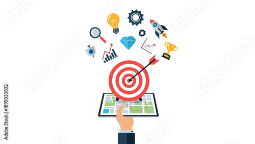 Business strategy and goal setting with infographic elements