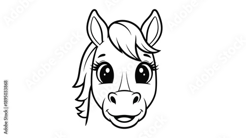 a charming black and white horse head illustration showcasing a delightful silhouette