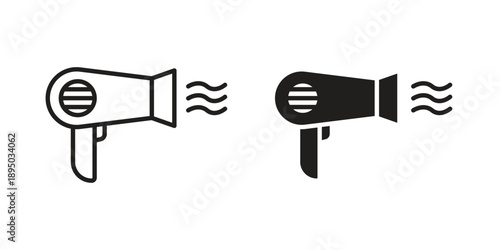 Blow dryer icon set. Black icon on white background