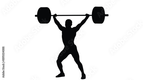 a strong figure lifting a barbell overhead showcasing strength and determination silhouette