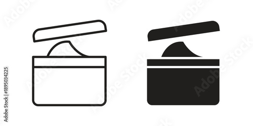 Body cream icon set. Black icon on white background