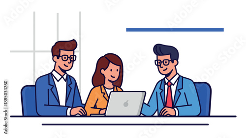Team collaboration in modern office environment with casual business attire