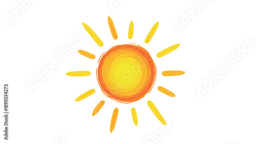 Bright sun with radiating warmth in vibrant brushstroke style