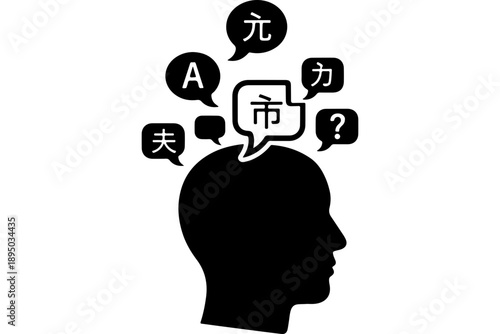 Confused Head with Chinese Characters and Symbols