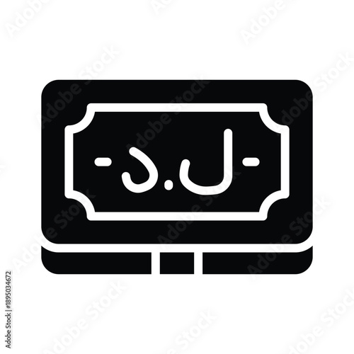 Grab this glyph icon showing libyan dinar currency concept