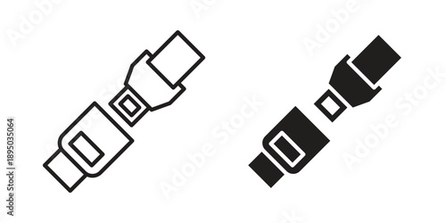 Car seat belt icon set. Black icon on white background