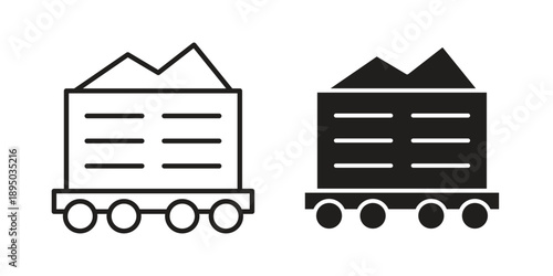 Cargo wagon icon set. Black icon on white background
