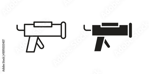 Caulk gun icon set. Black icon on white background
