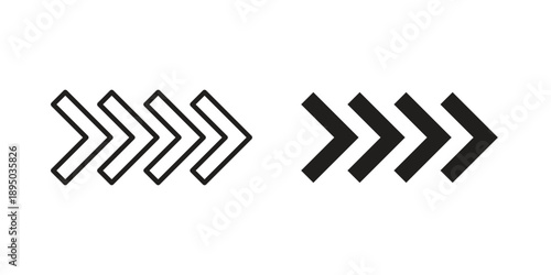 Chevrons icon set. Black icon on white background