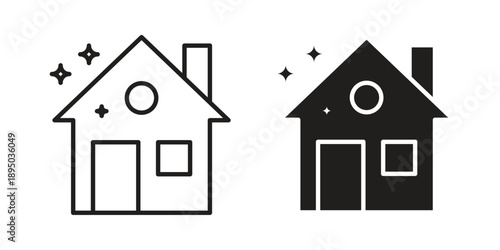 Clean house icon set. Black icon on white background