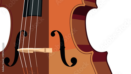 Detailed abstract violin design with warm tones in close-up view