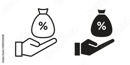 Commission icon set. Black icon on white background