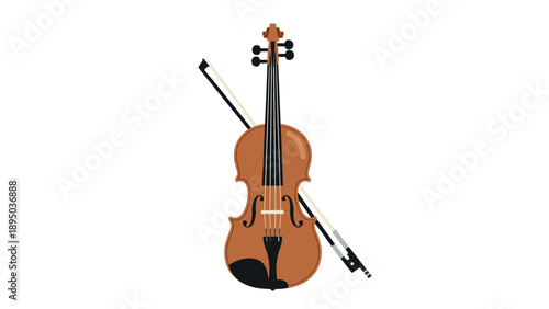 Realistic violin and bow drawing on white background for music designs