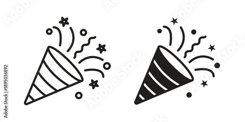 Congratulations icon set. Black icon on white background