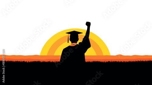 Graduation silhouette at sunset: empowerment and achievement