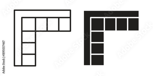 Corner sofa icon set. Black icon on white background