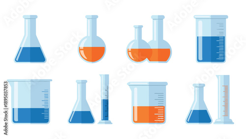 Colorful chemistry lab equipment collection with gradient design