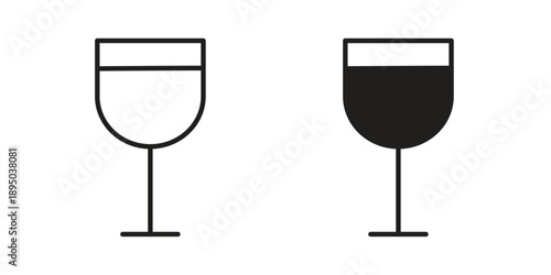 Cup of wine icon set. Black icon on white background