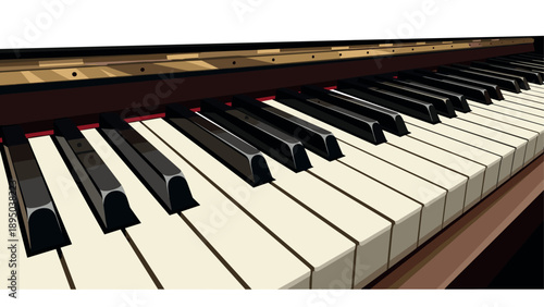 Realistic piano keys closeup with warm tones and depth