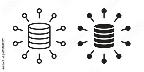 Data aggregation icon set. Black icon on white background