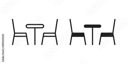 Dining table icon set. Black icon on white background