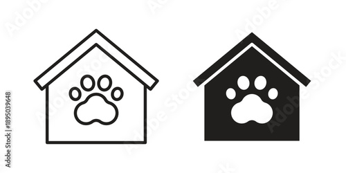 Dog Shelter icon set. Black icon on white background